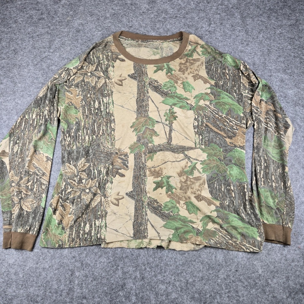 Vintage 90's Realtree T-Shirt‎ Mens 2XL Long Sleeve Camo Single Stitch Pocket